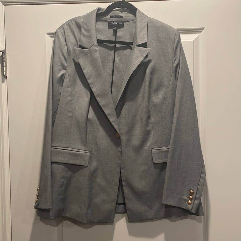Lane Bryant Light Gray Single-Button Blazer